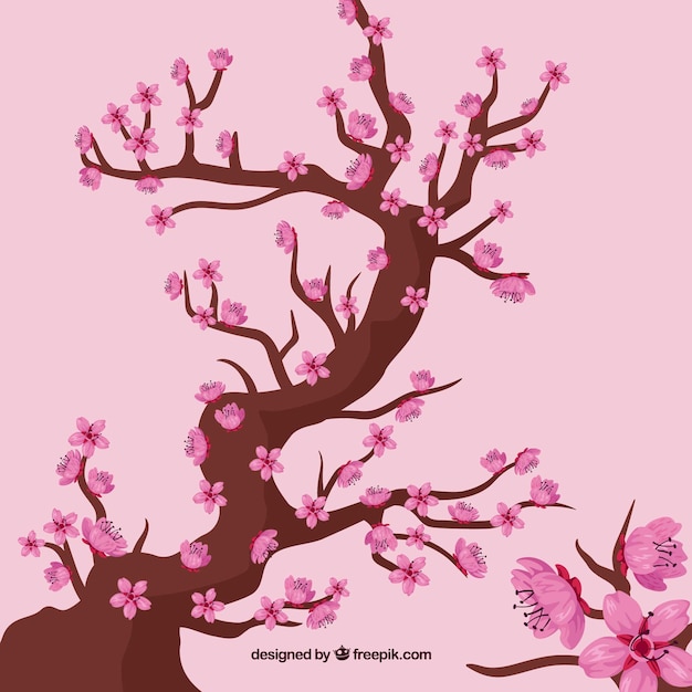 Vecteur gratuit fond de fleur de cerisier au design plat