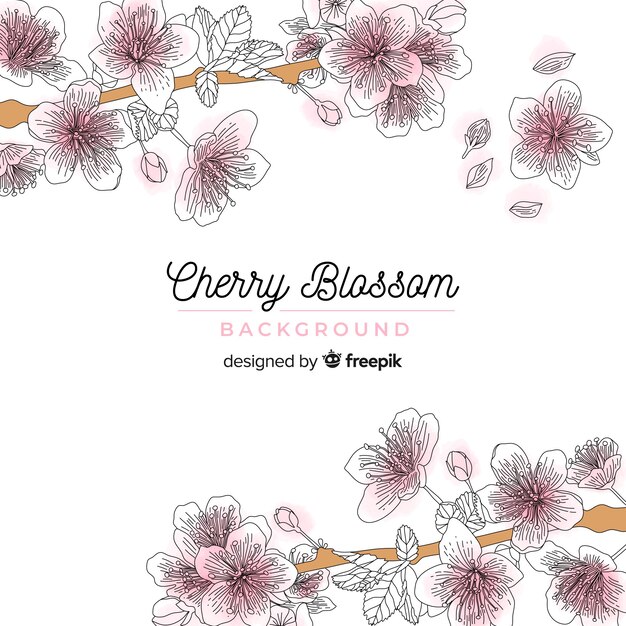 Fond de fleurs de cerisier dessinés à la main