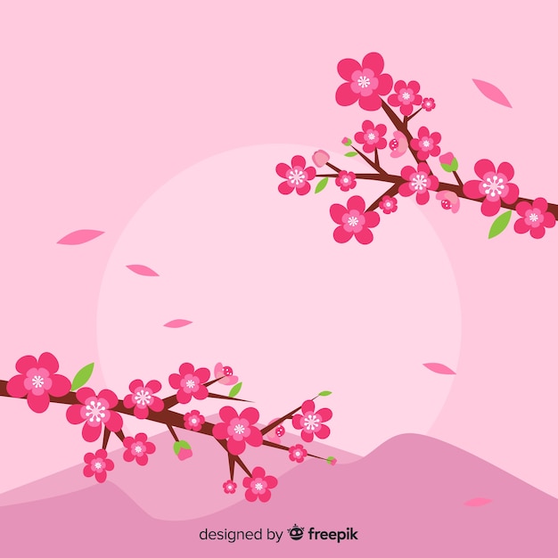 Fond de fleurs de cerisier dessinés à la main