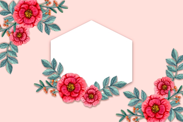 Fond de fleurs d'hiver avec badge vide