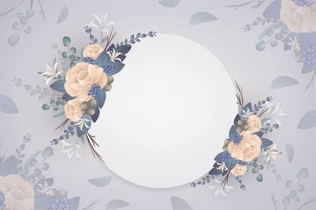 Fond De Fleurs D'hiver Avec Badge Vide