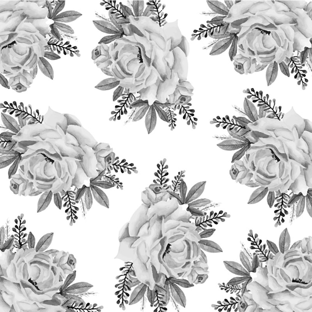 Fond floral aquarelle noir et blanc