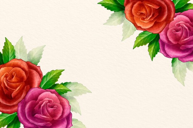 Fond floral aquarelle avec des roses