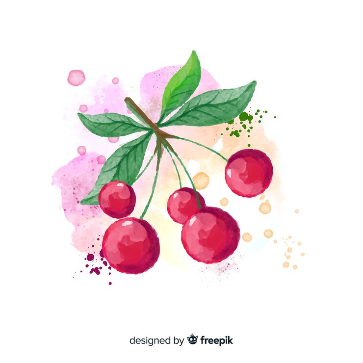 Vecteur gratuit fond de fruits aquarelle aux cerises