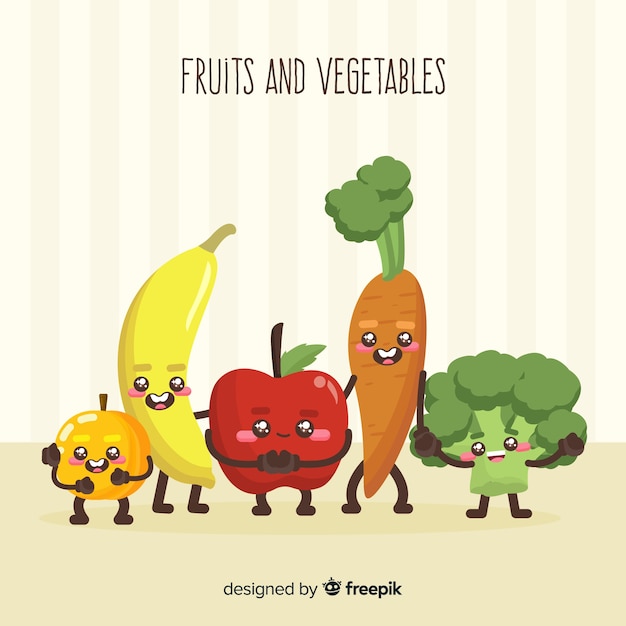 Fond de fruits et légumes dessinés à la main