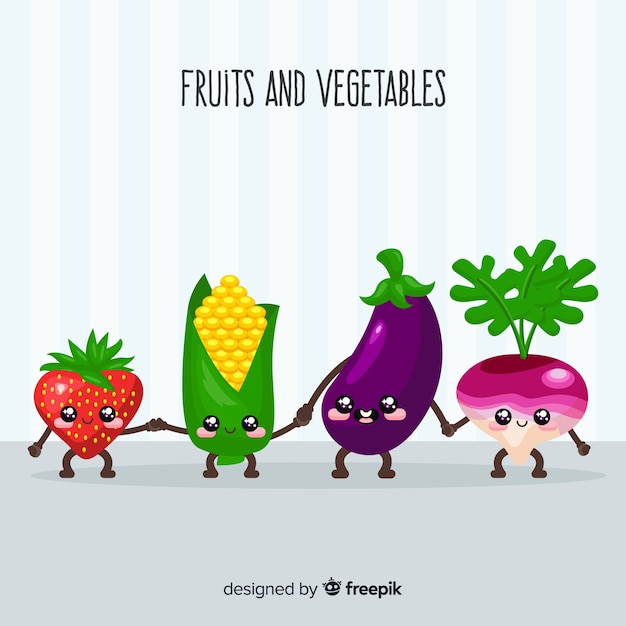 Fond De Fruits Et Légumes Dessinés à La Main
