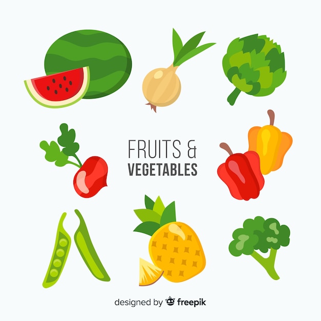 Fond De Fruits Et Légumes Frais Dessinés à La Main