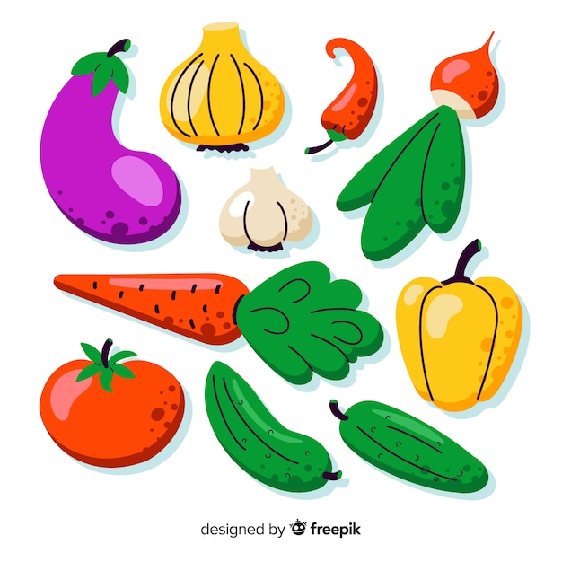 Fond De Fruits Et Légumes Frais Dessinés à La Main