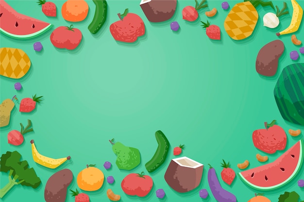 Vecteur gratuit fond de fruits et légumes