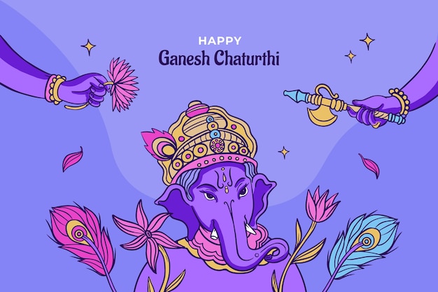 Fond De Ganesh Chaturthi Dessiné à La Main