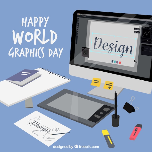 Fond de graphiques jour mondiale avec bureau