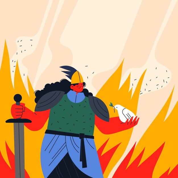 Fond de guerrier dessiné à la main