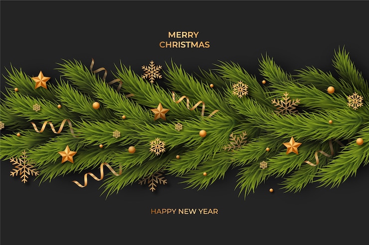 Vecteur gratuit fond de guirlandes de noël réaliste