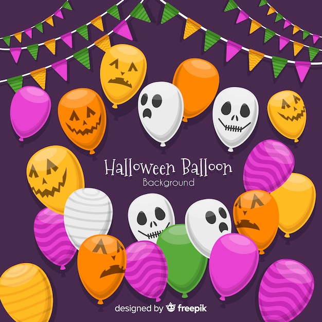 Vecteur gratuit fond d'halloween avec des ballons effrayants