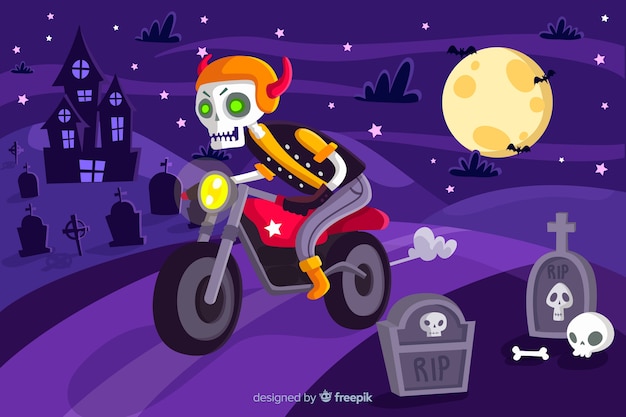 Vecteur gratuit fond d'halloween avec un design plat