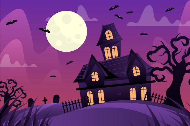 Vecteur gratuit fond d'halloween design plat