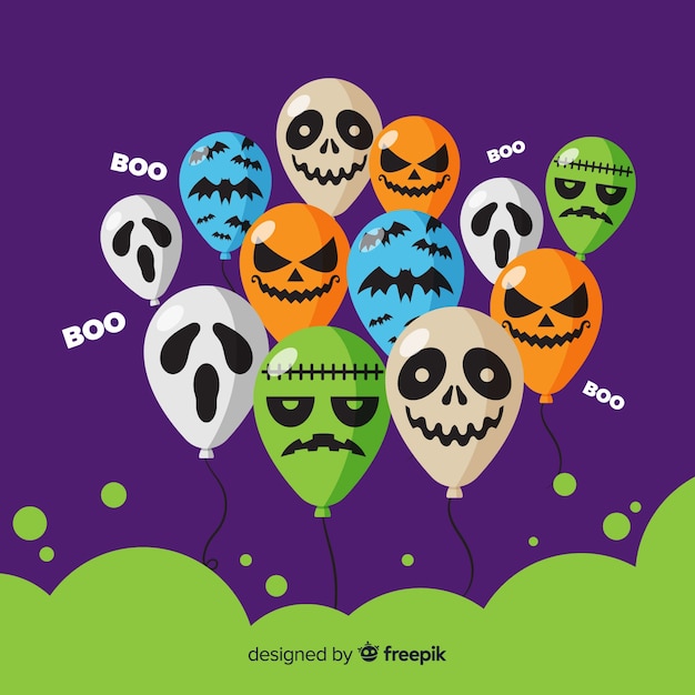 Vecteur gratuit fond d'halloween avec différents ballons