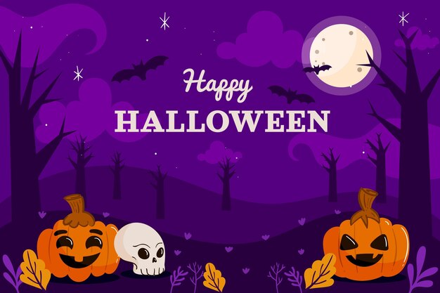 Fond d'halloween plat dessiné à la main