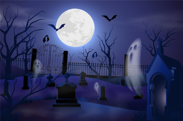 Fond d'halloween réaliste avec cimetière