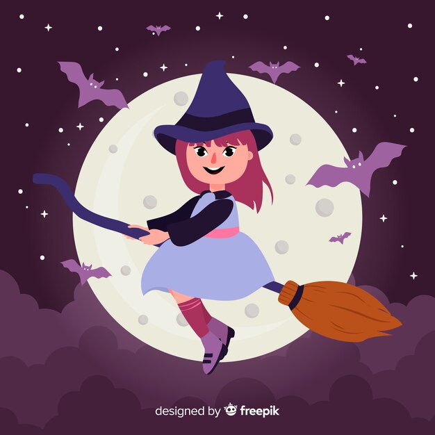 Fond d&#39;Halloween avec une sorcière amicale