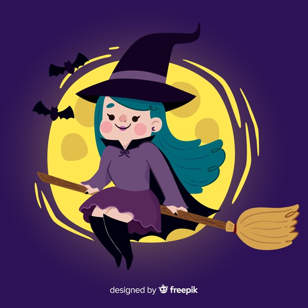 Fond d&#39;Halloween avec une sorcière mignonne