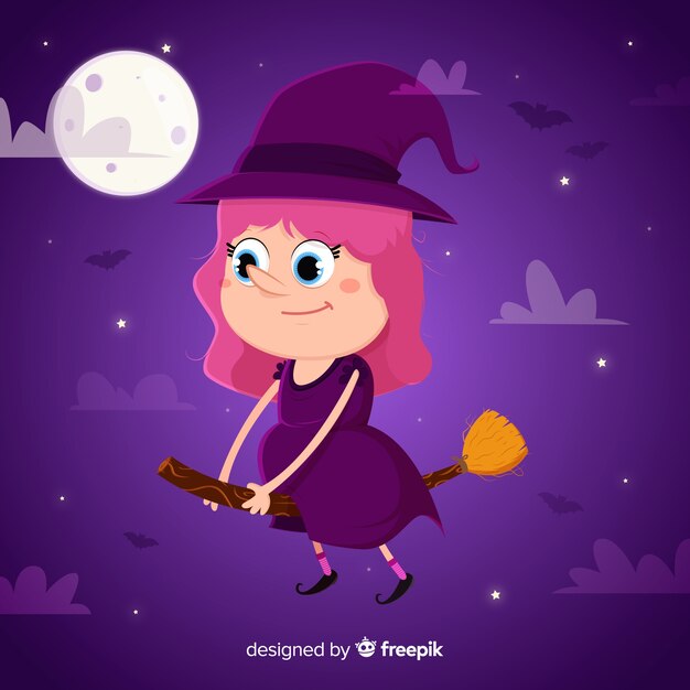 Le fond de l'Halloween de la sorcière mignonne