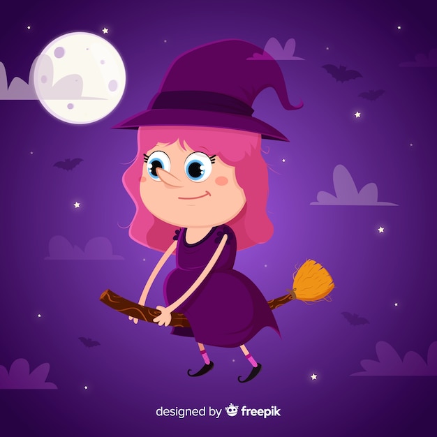 Fond d'halloween de sorcière mignonne