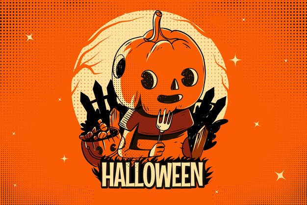 Fond d'halloween vintage dessiné à la main