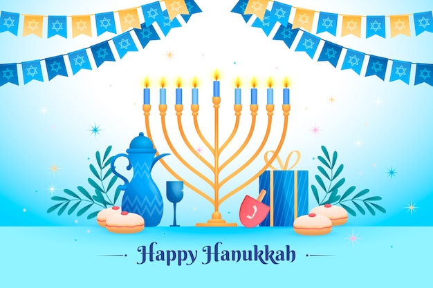 Vecteur gratuit le fond de hanukkah en gradient