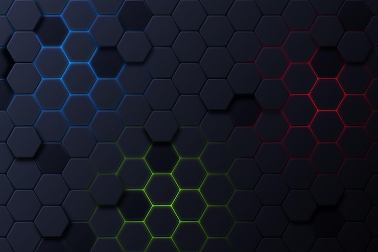 Vecteur gratuit fond hexagonal foncé avec dégradé de couleur