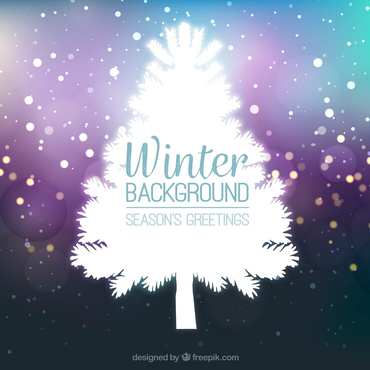 Vecteur gratuit fond d&#39;hiver avec un arbre de noël blanc