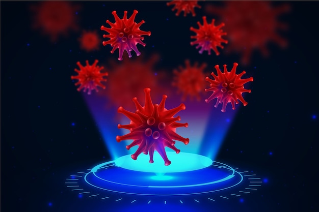 Vecteur gratuit fond d'hologramme de coronavirus réaliste