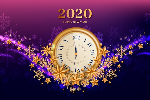 Fond d'horloge réaliste nouvel an 2020