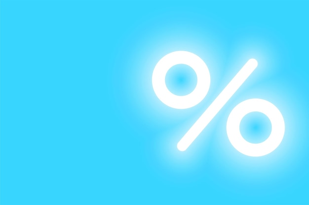 Vecteur gratuit fond d'icône de pourcentage de néon brillant pour vos rapports financiers