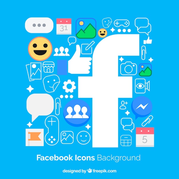 Vecteur gratuit fond d'icônes facebook avec un design plat