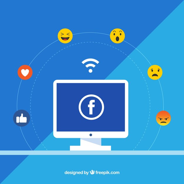 Fond d&#39;icônes Facebook avec un design plat