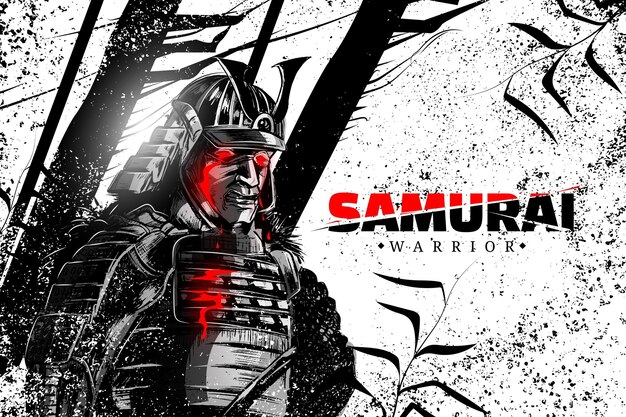 Fond illustré de samouraï réaliste