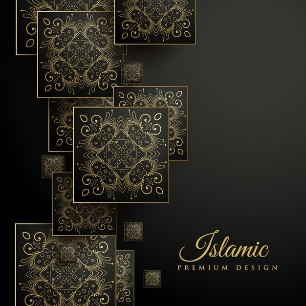 Fond islamique haut de gamme avec motif de mandala carré floral