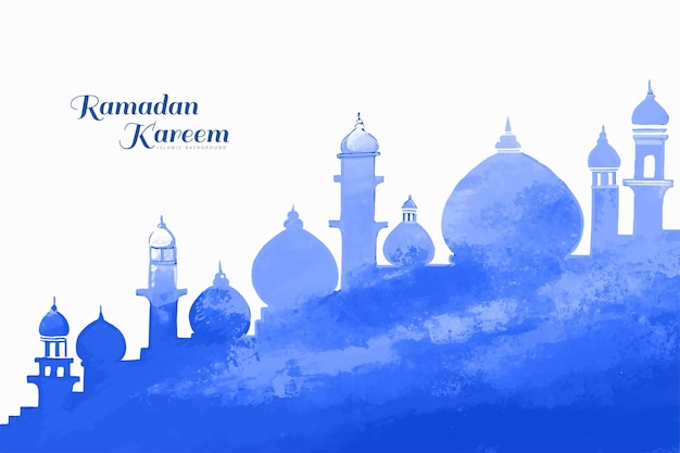Vecteur gratuit fond islamique de ramadan kareem avec la conception de cartes de mosquées