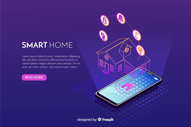 Fond Isométrique Dégradé Maison Intelligente