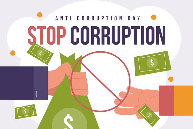 Fond de jour anti-corruption plat dessiné à la main