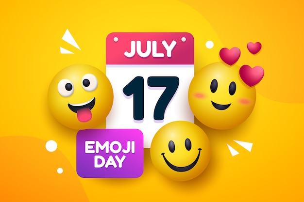 Vecteur gratuit fond de jour emoji monde dégradé avec calendrier