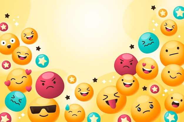 Vecteur gratuit fond de jour emoji monde dégradé avec des émoticônes