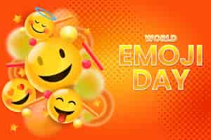 Vecteur gratuit fond de jour emoji monde réaliste avec des émoticônes