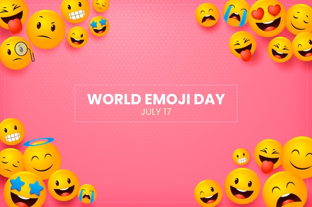 Fond De Jour Emoji Monde Réaliste Avec Des émoticônes