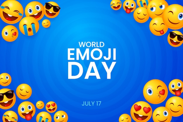 Fond De Jour Emoji Monde Réaliste Avec Des émoticônes