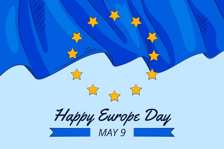 Vecteur gratuit fond de jour de l'europe dessiné à la main
