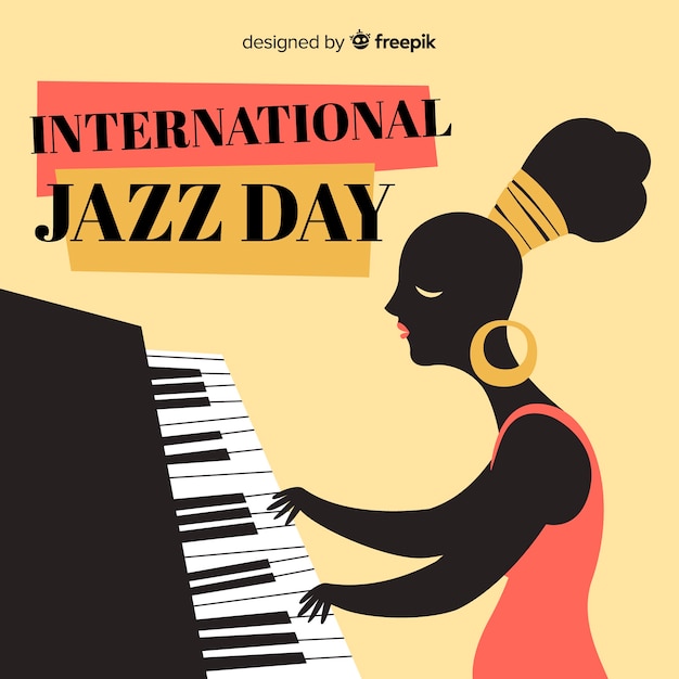 Vecteur gratuit fond de jour de jazz international dessiné à la main