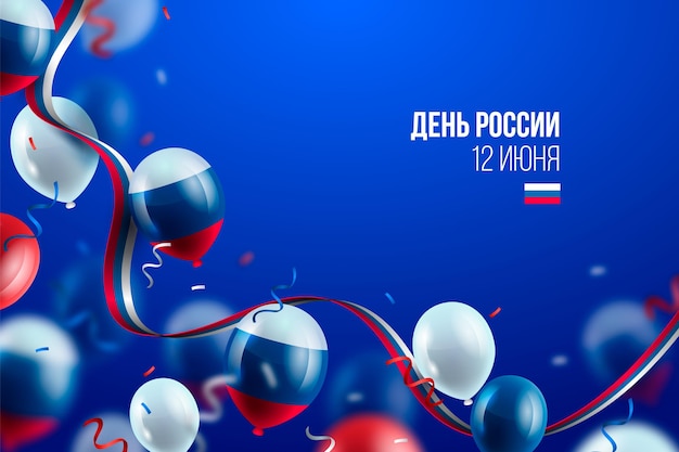 Vecteur gratuit fond de jour de russie réaliste avec des ballons