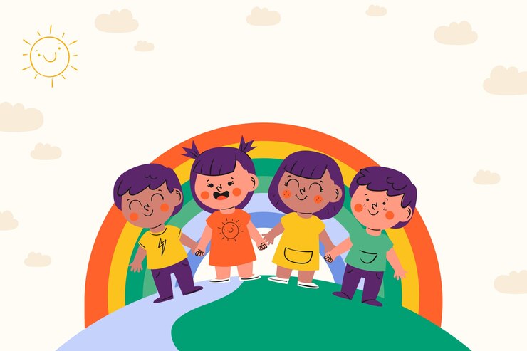 Vecteur gratuit fond de journée des enfants du monde plat